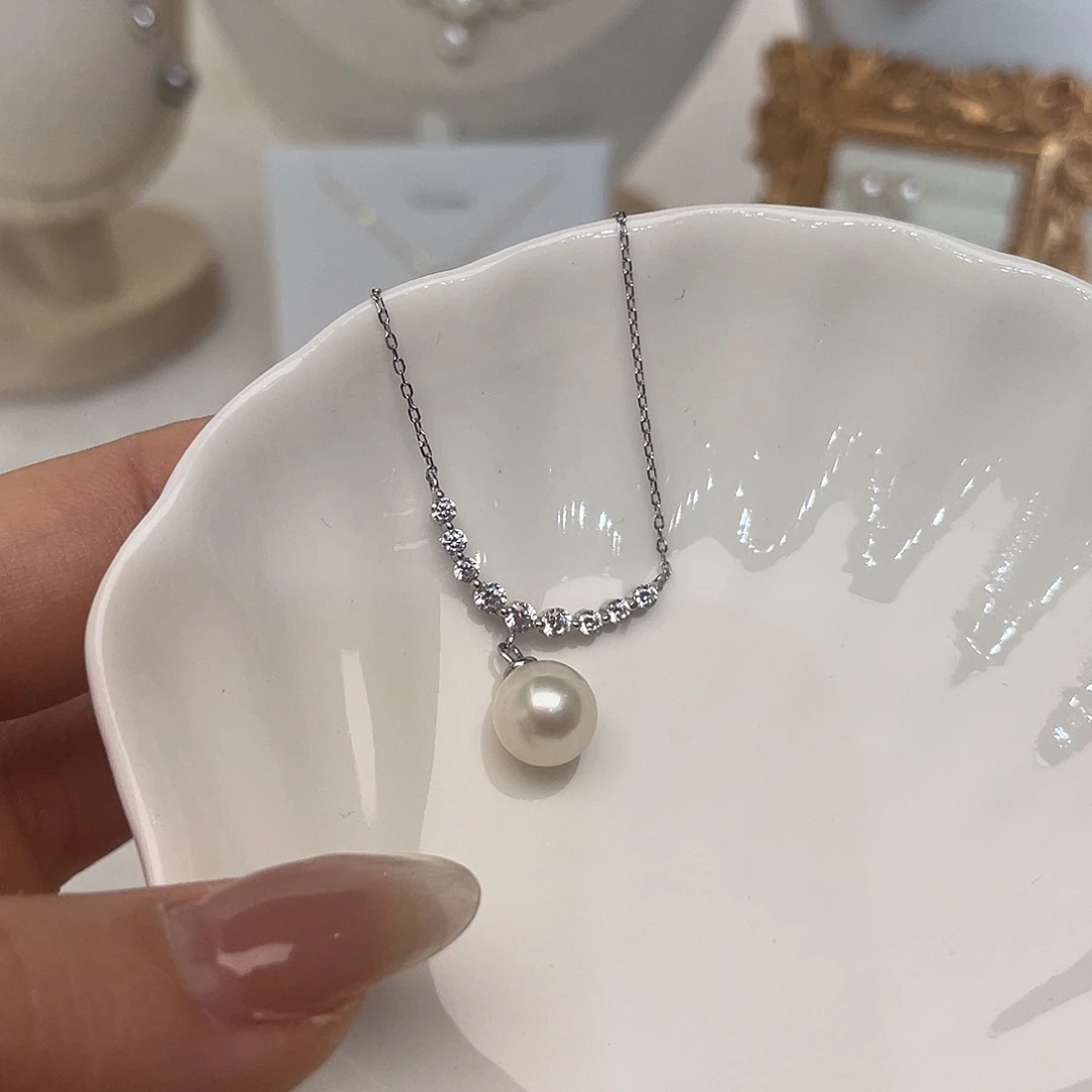 银S925镶嵌海水珍珠项链