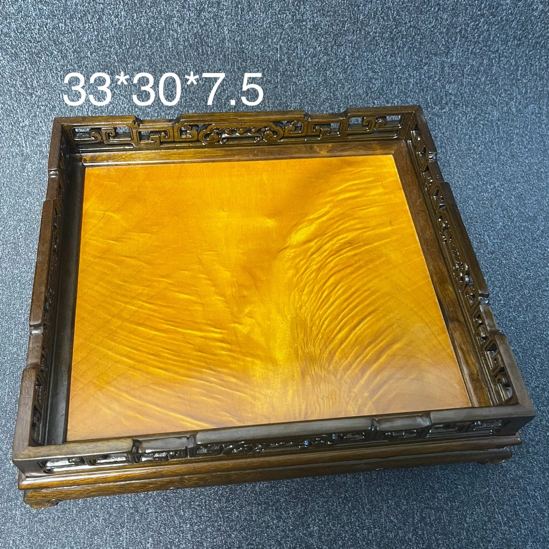 金丝楠都承盘文盘 小叶阴沉 书房文玩托盘实木中式茶具收纳置物盘