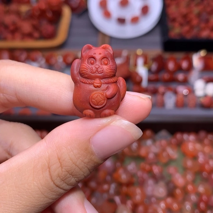 未镶嵌南红南红玛瑙包浆招财喵