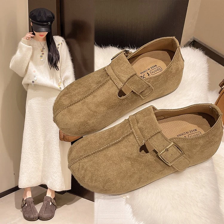 复古软底勃肯鞋女2025春秋新款显脚小舒适豆豆鞋