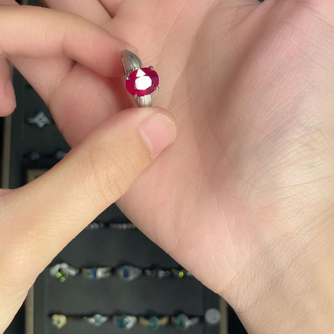 红宝石戒指银S925镶嵌笨*拍五份