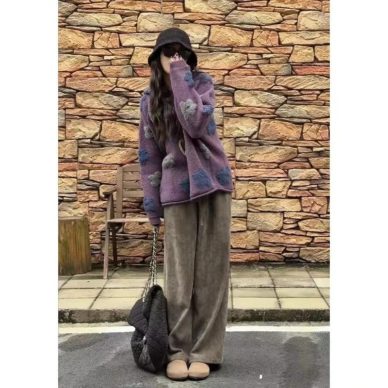 【丹姐家~花朵连帽衫】早秋大码慵懒风连帽羊毛毛衣