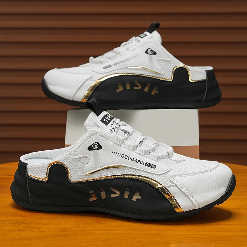 大码包头拖男夏季新款透气防臭潮流百搭半拖鞋男士外穿无后跟拖鞋