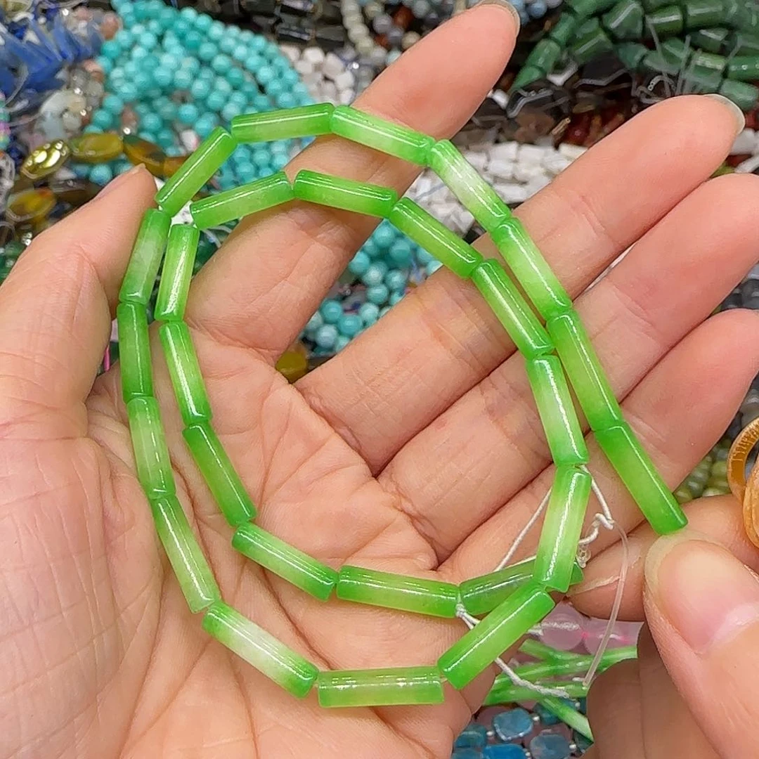 玛瑙/玉髓合金珠宝半成品干青4-13mm桶珠一条