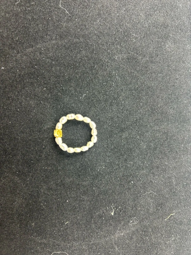 天然珍珠戒指弹力绳玫瑰花搭配小米珍珠时尚气质小众简约礼物