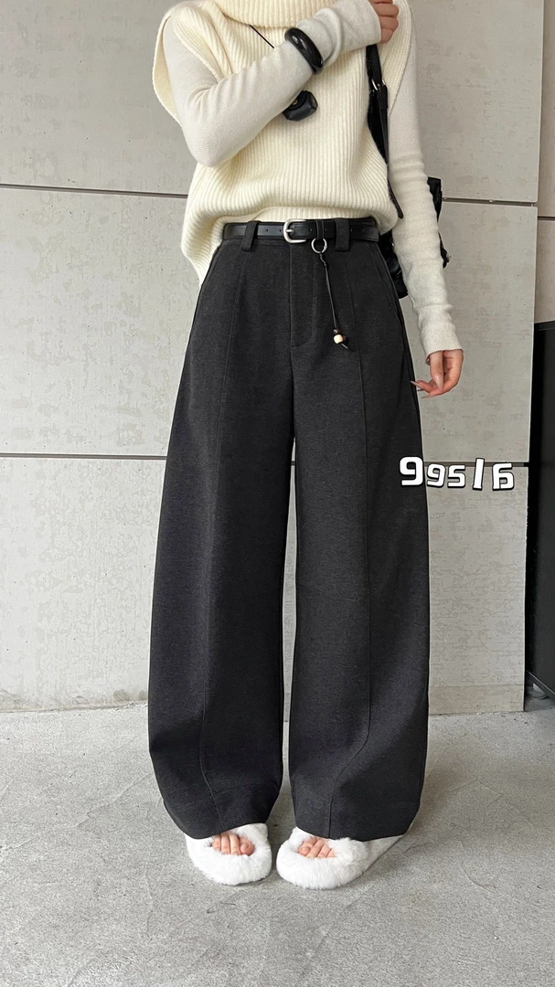 【99516】韩#高腰直筒宽松休闲裤