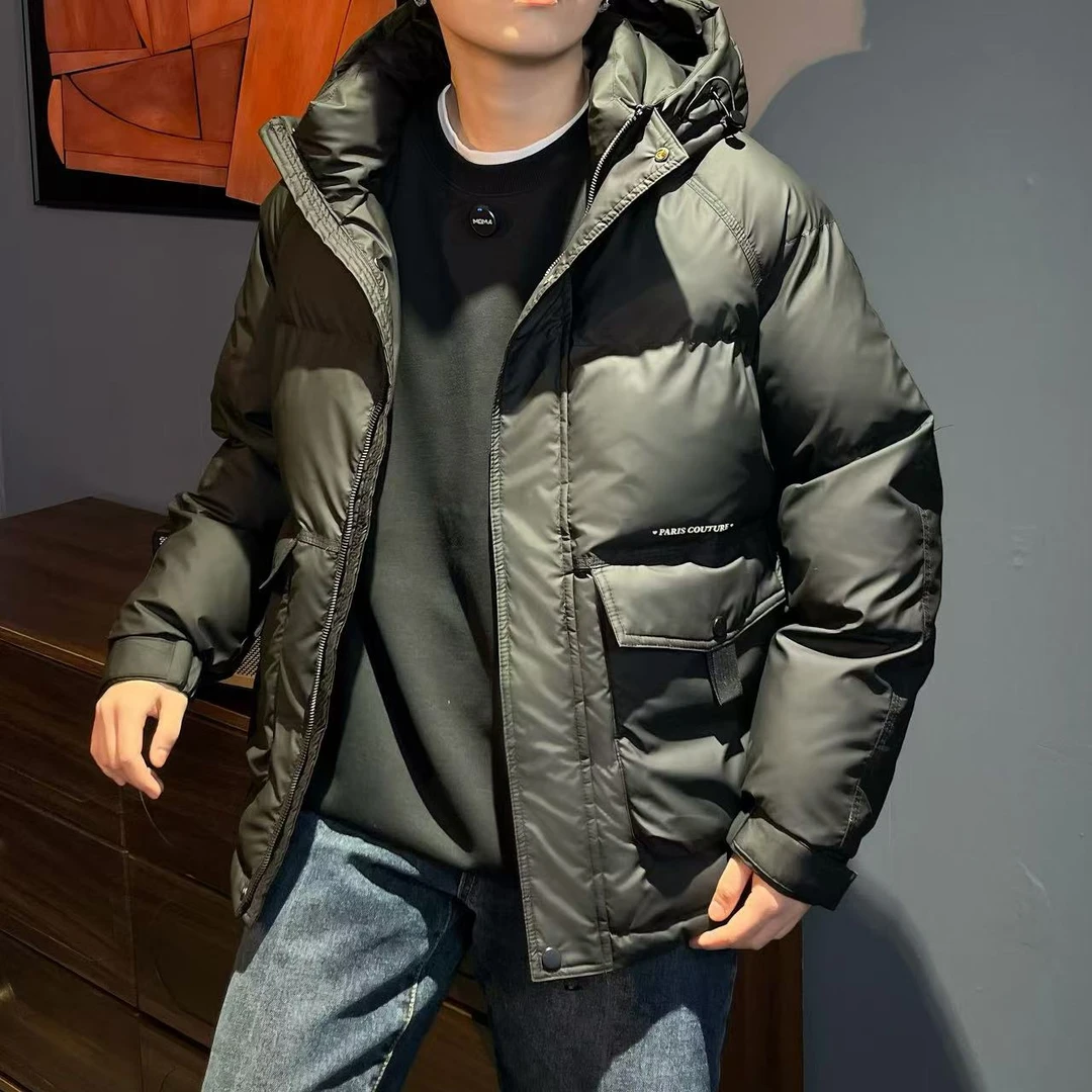 7785潮流男冬季新款加厚外套保暖防寒男装休闲防风轻薄连帽上衣