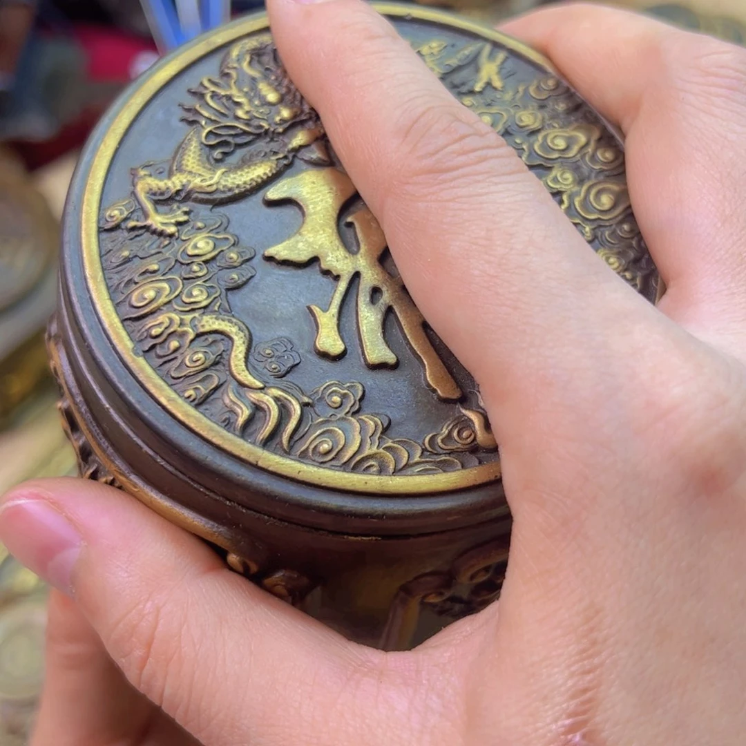 紫金风磨铜五龙茶叶罐