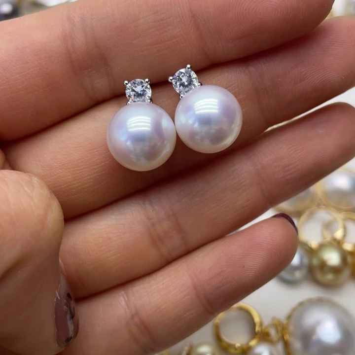 淡水珍珠耳饰银S925镶嵌
