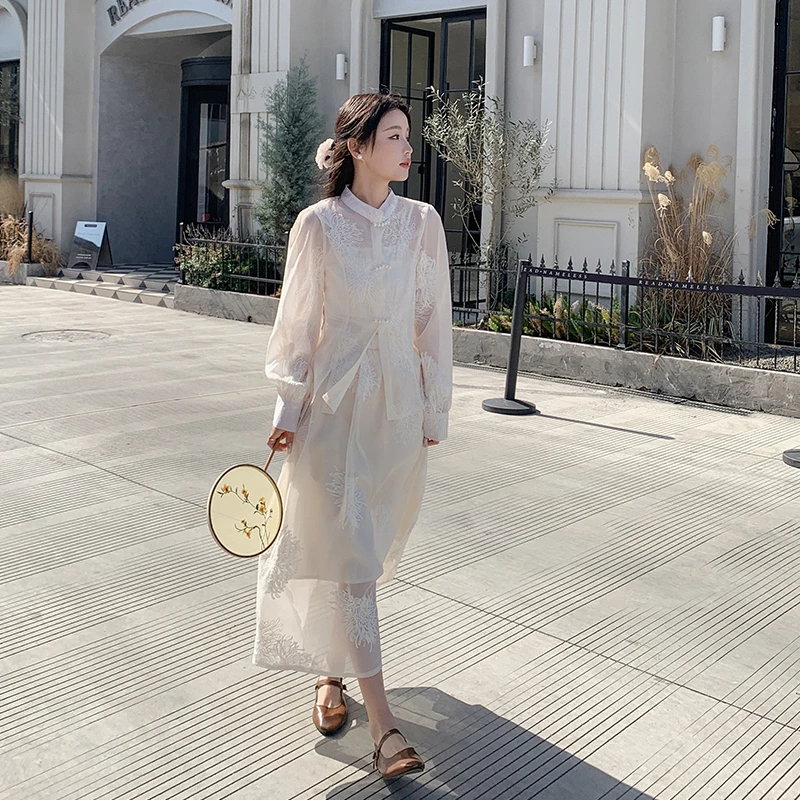 小众炸街高级感女装2025白色法式气质新中式国风时尚套装连衣裙女