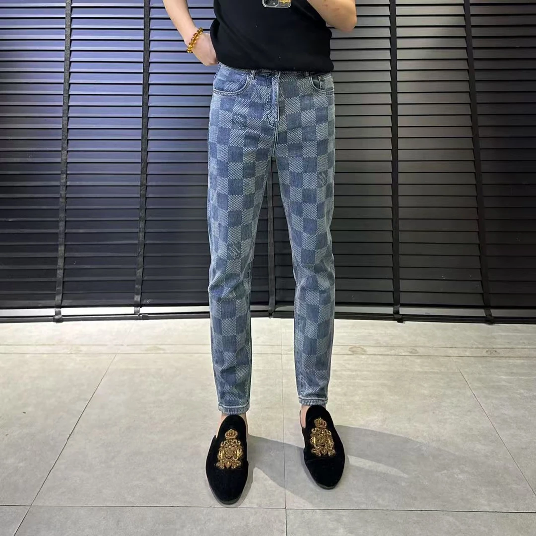 1827早春款欧货商务轻奢休闲牛仔裤男士时尚百搭简约小脚裤男款