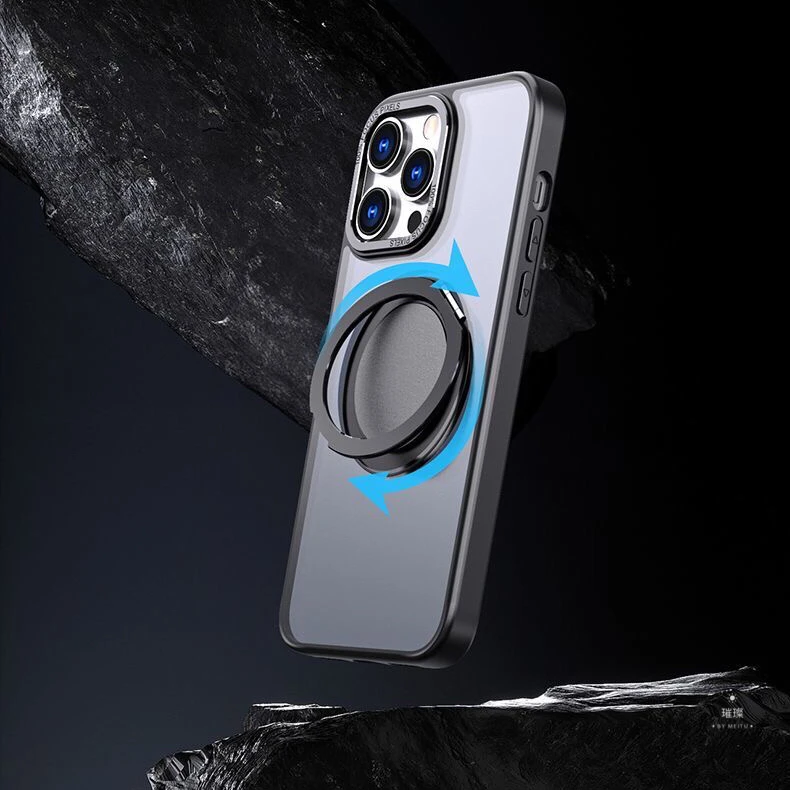 双向磁吸magsafe手机支架360度旋转齿轮声解压桌面苹果磁吸环支架