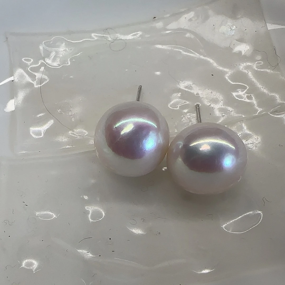 淡水珍珠耳饰银S925镶嵌海*