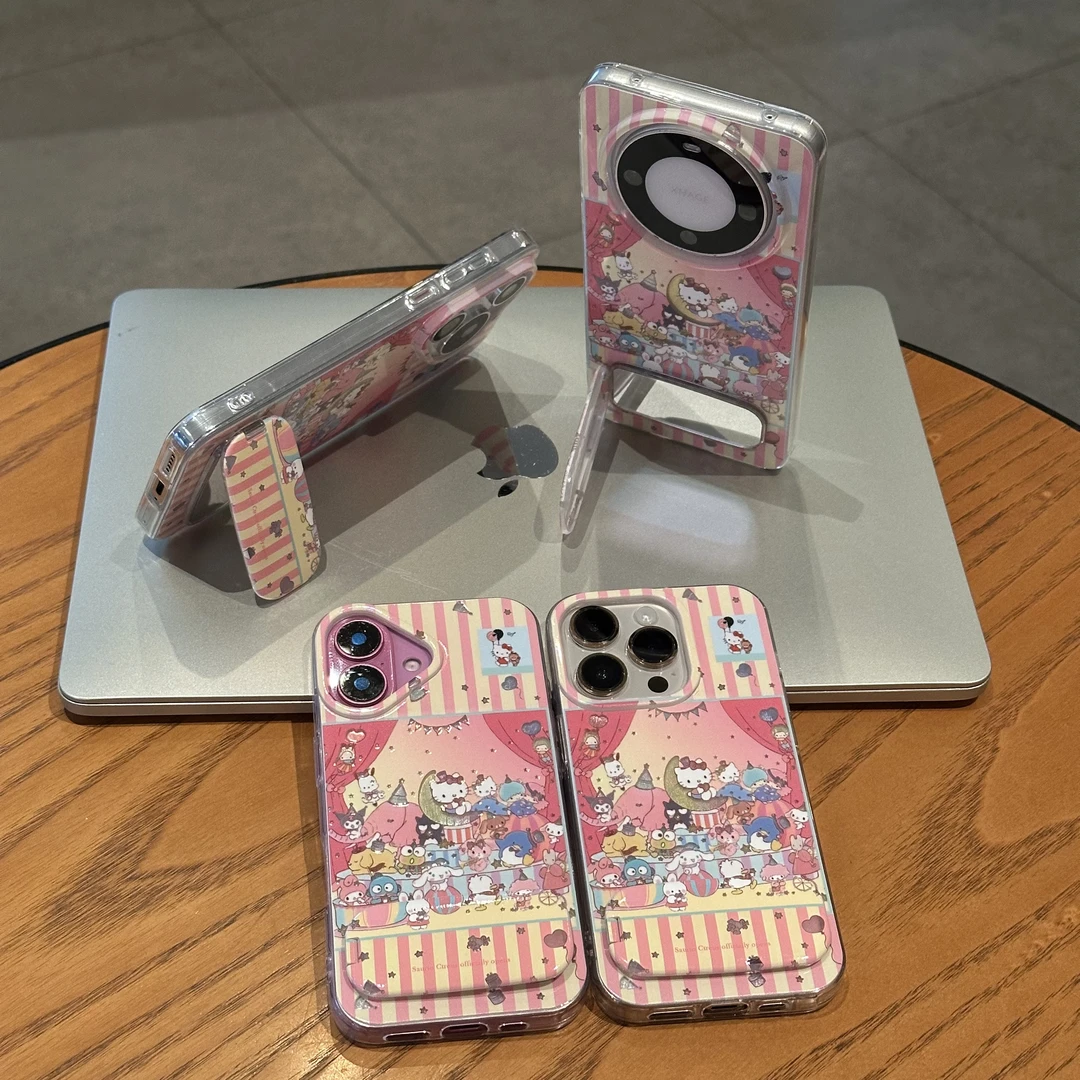 欧克里里kitty派对镜面支架适用苹果17羽纱手机壳华为vivo小米opp