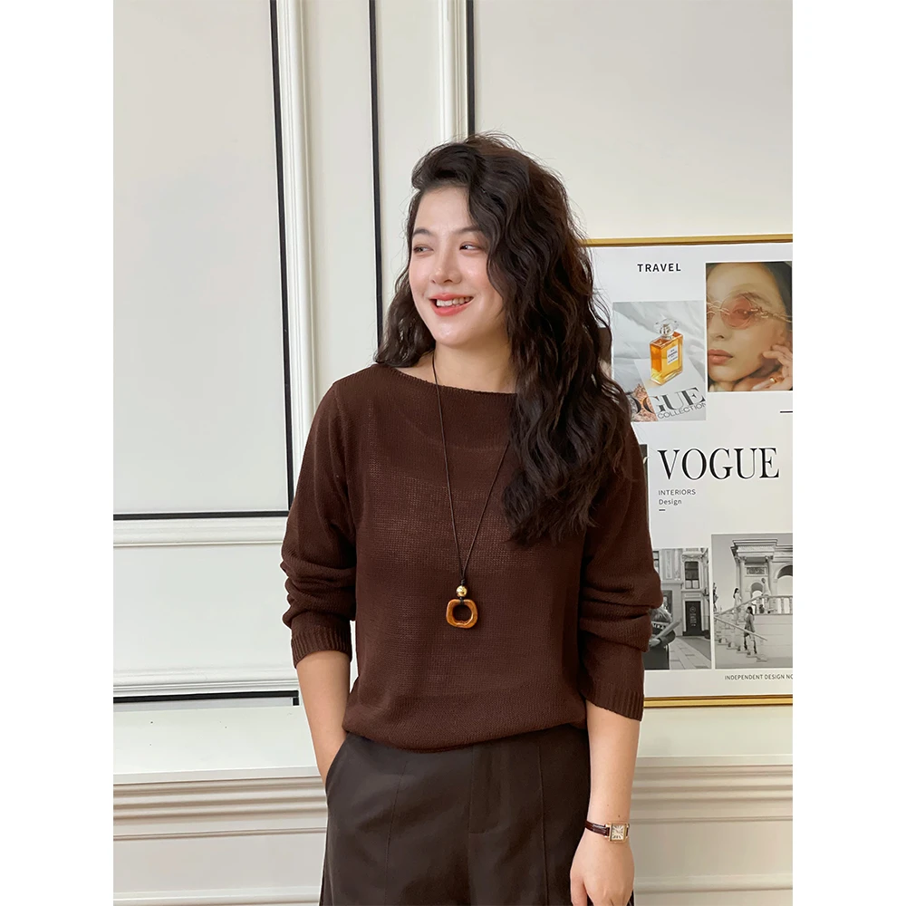 WenWen小个子秋装新款韩版圆领针织衫长袖套头纯色显瘦上衣4242