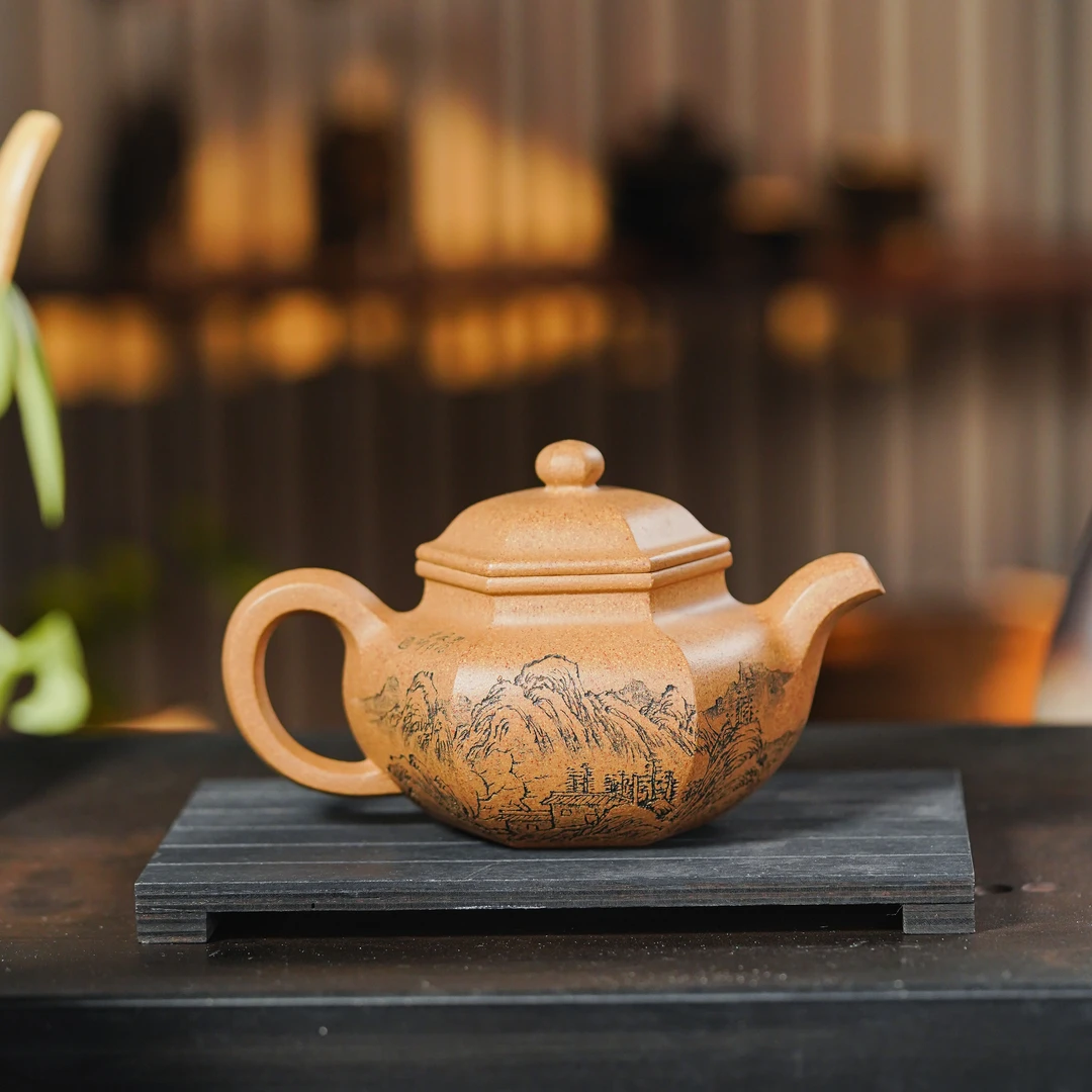 YL-040  宜兴手工紫砂 六方仿古