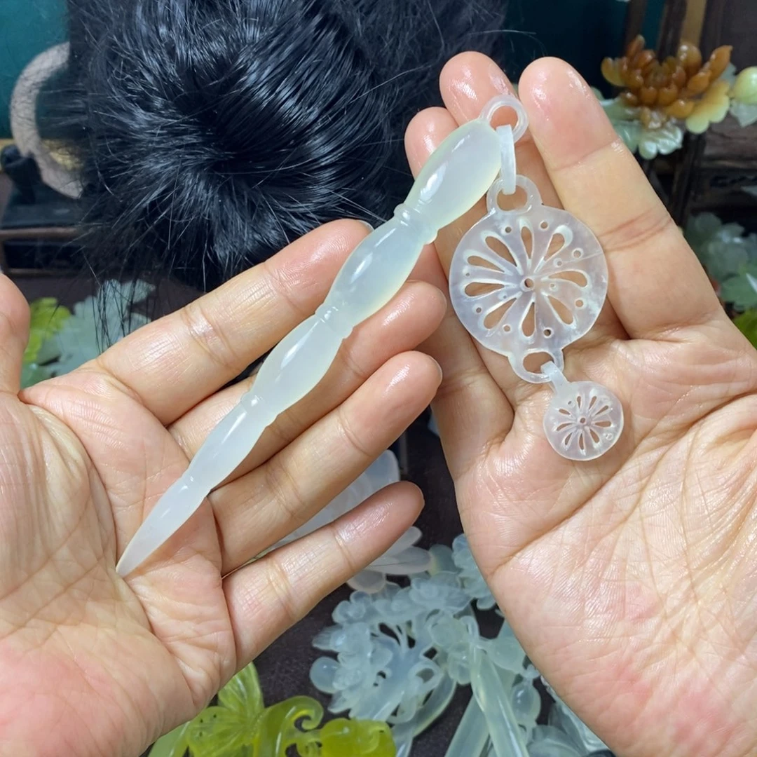 蛇纹石玉未镶嵌发饰