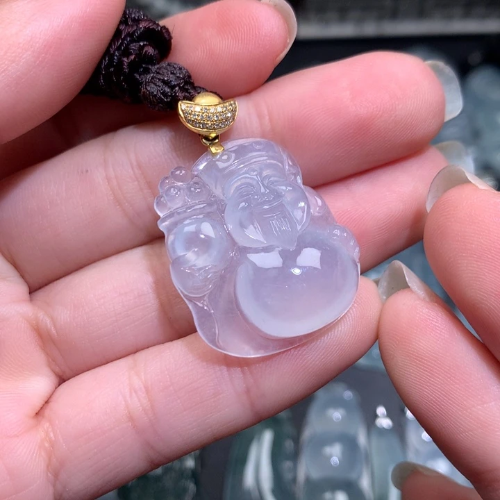 翡翠18K金镶嵌颈饰缅甸翡翠A货