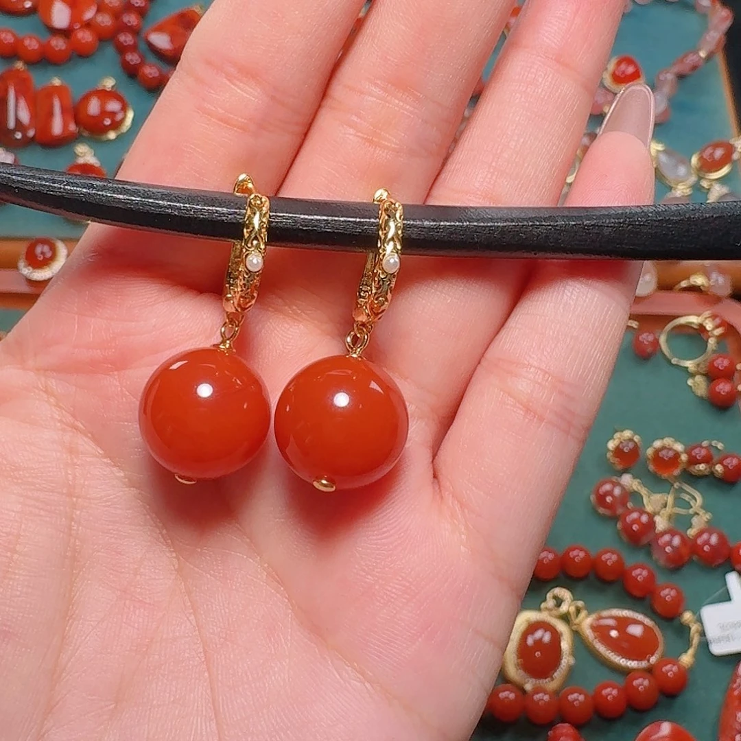 南红玛瑙银S925镶嵌14+