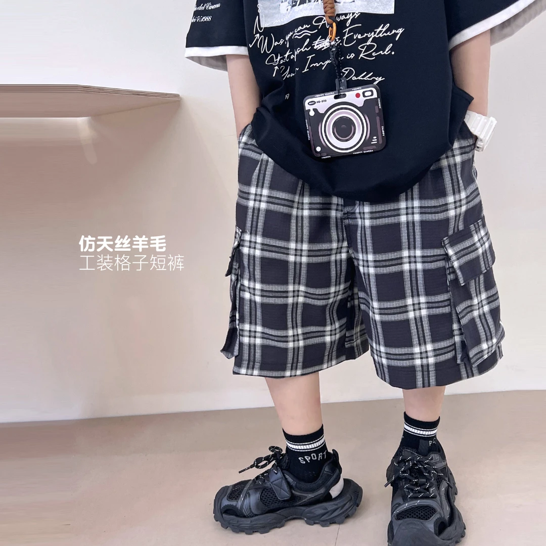 男童棋盘格男夏韩版休闲短裤夏季休闲裤运动夏款5058238O9格子裤