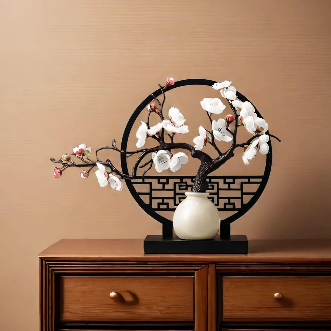 新疆西藏包邮新中式腊梅仿真花花瓶摆件高颜值客厅餐桌装饰品插花