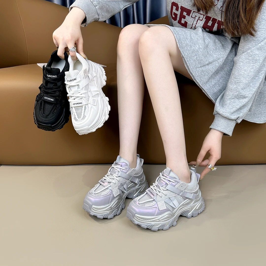 2025春夏爆款渐变增高老爹鞋休闲鞋透气女鞋百搭时尚厚底716