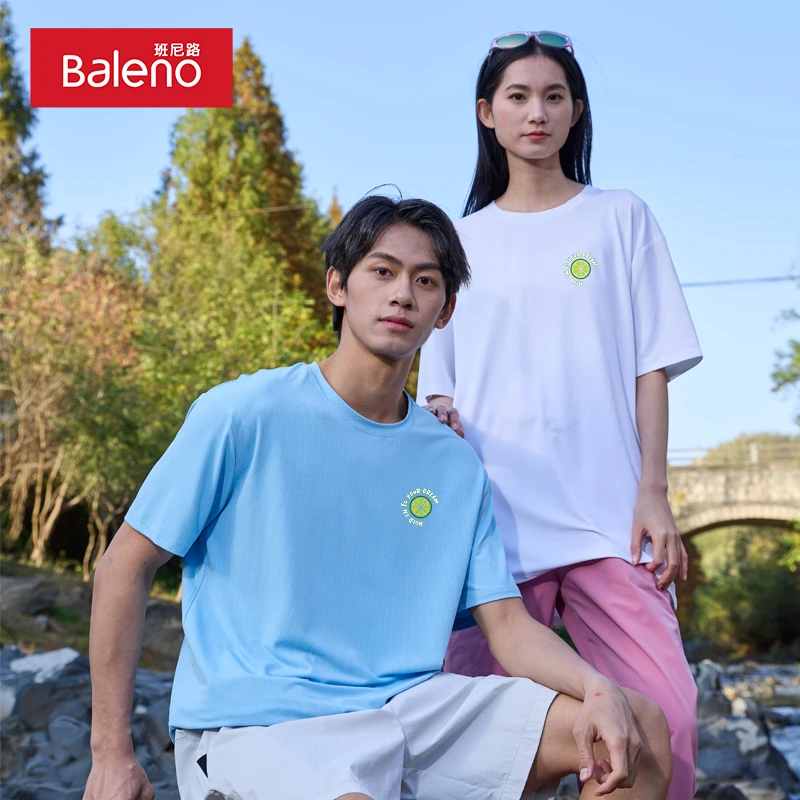 班尼路防晒短袖男士夏日小清新凉感透气半袖大码休闲情侣T恤衫PC