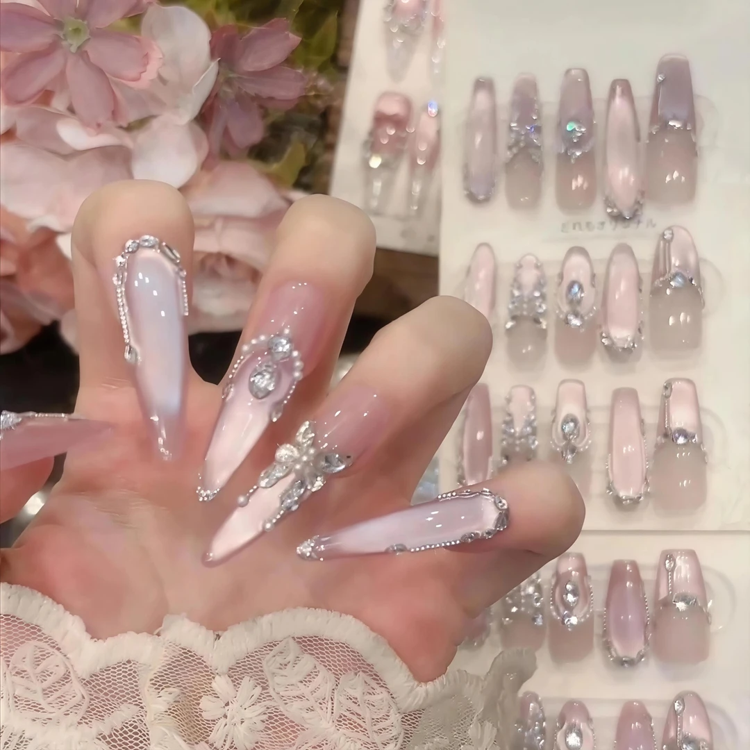 【星链甜梦】纯手工穿戴甲爆闪猫眼蝴蝶气质高级可拆卸重复佩戴美甲