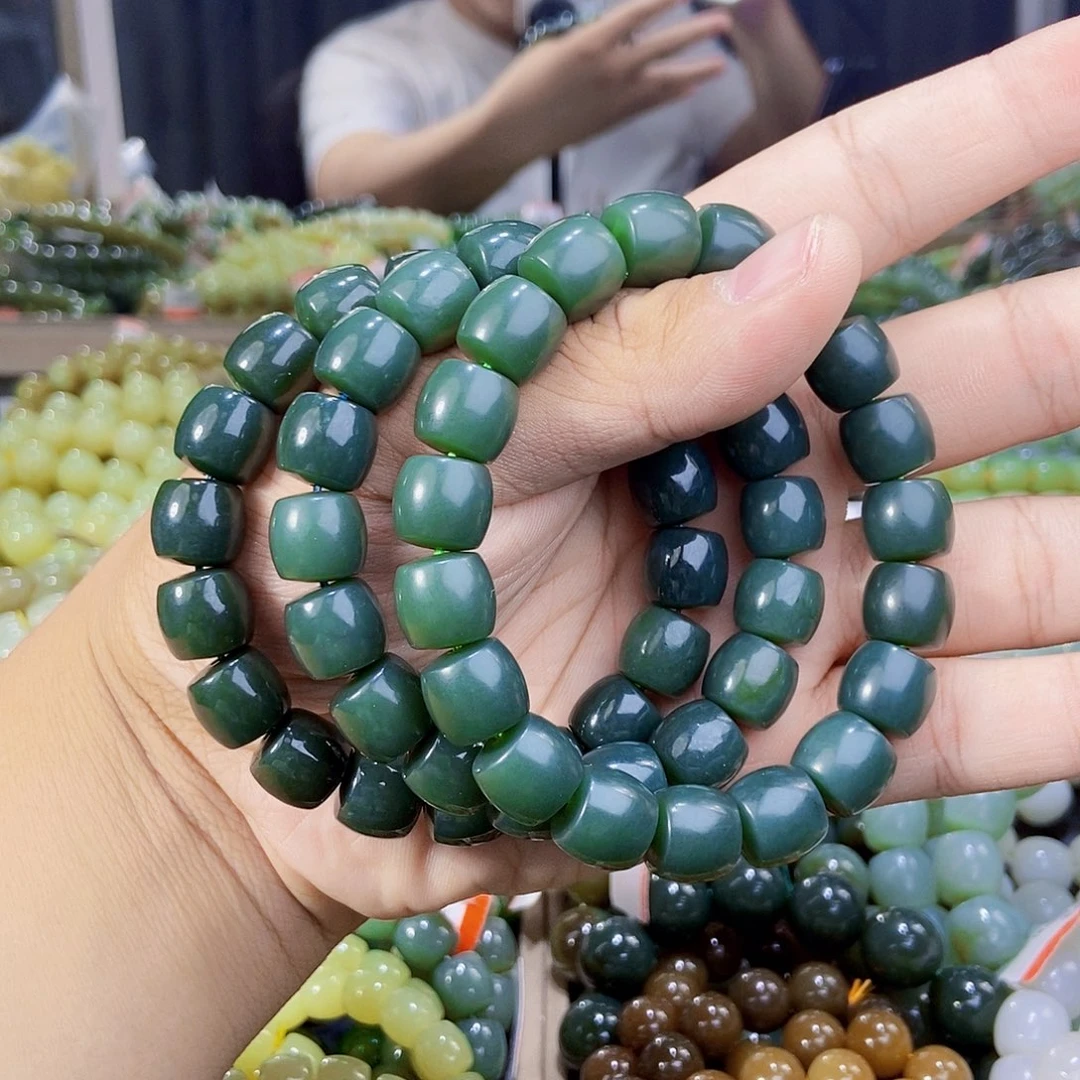 手串未镶嵌和田玉纯天然卡12新疆且末料沙枣青多样性发一