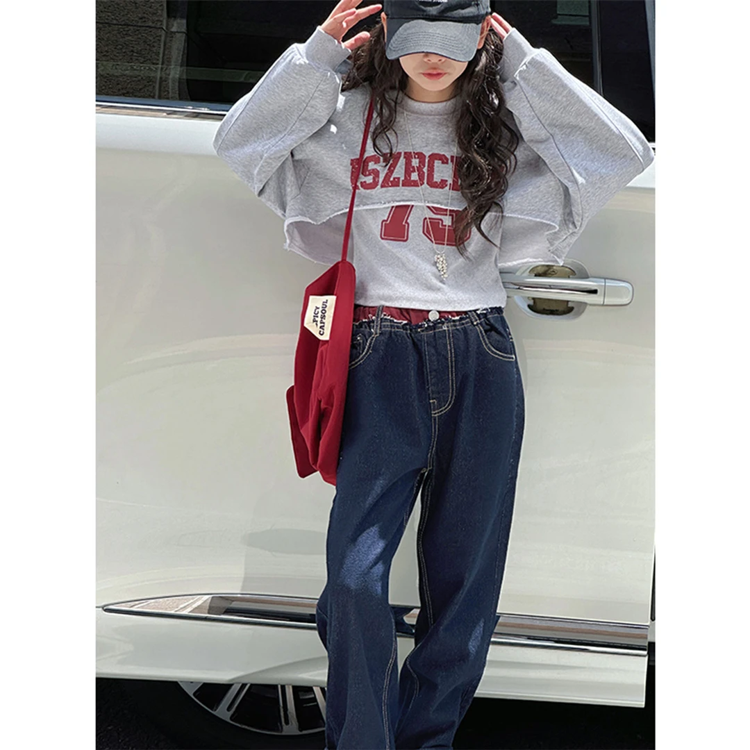 K29382孙小美韩系女童卫衣2025新款秋装大童儿童上衣设计感