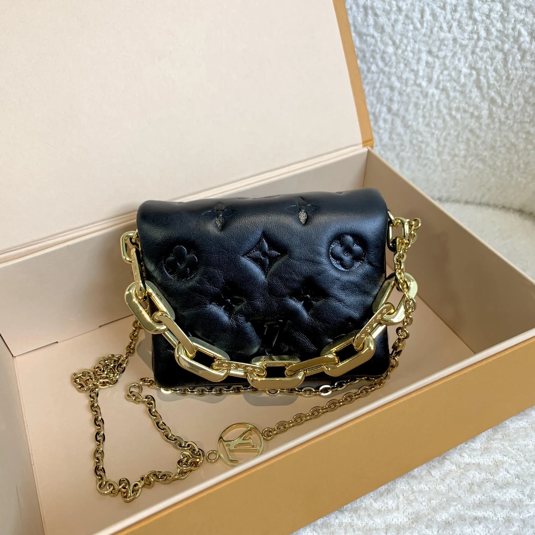 99新 LouisVuitton/路易威登 壹臻/黑金压纹mini coussin16831072