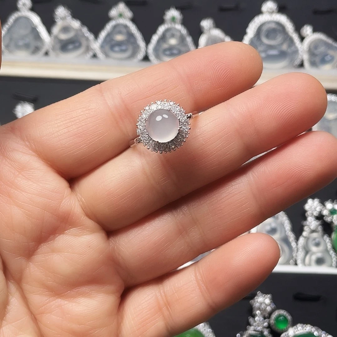 玛瑙/玉髓戒指银S925镶嵌