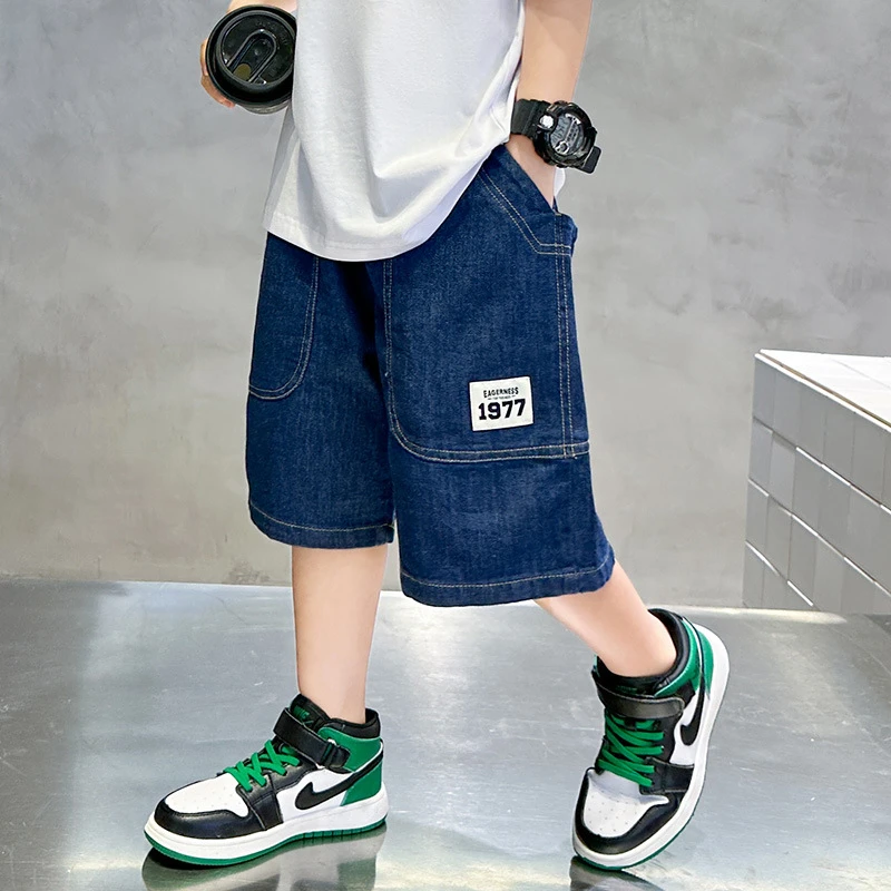 潮牌短裤男童牛仔裤夏季2025年新款韩版儿童五分裤洋气中大童裤子