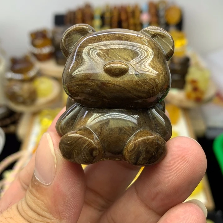 裸石琥珀未镶嵌根珀蝴蝶结熊