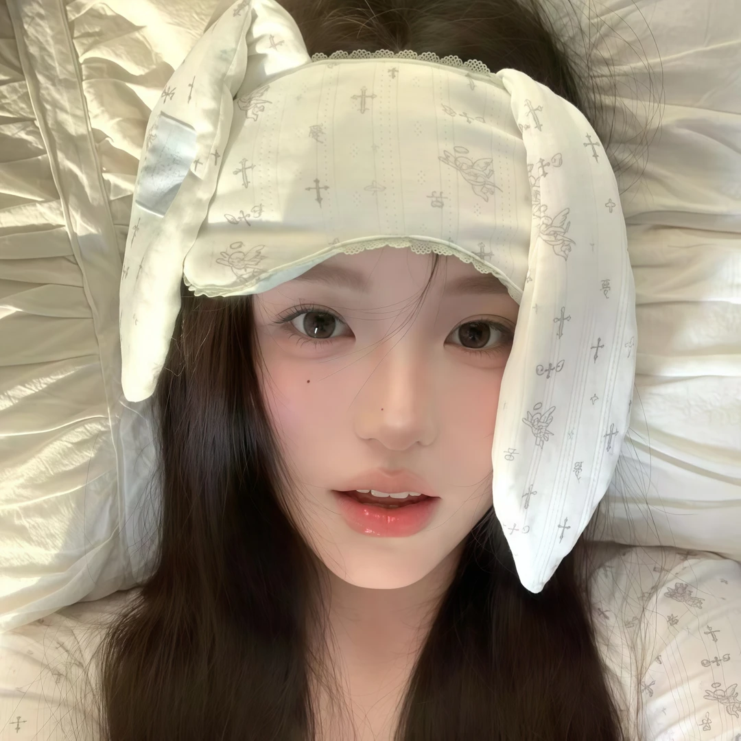 好可爱!甜妹少女感兔耳朵花边眼罩ins风卡通二次元睡觉遮光睡眠m
