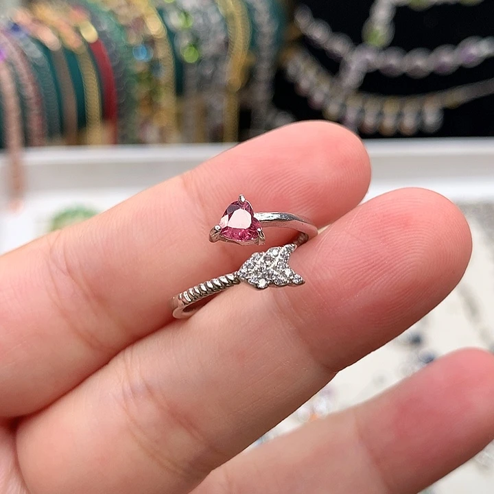 戒指银S925镶嵌碧玺