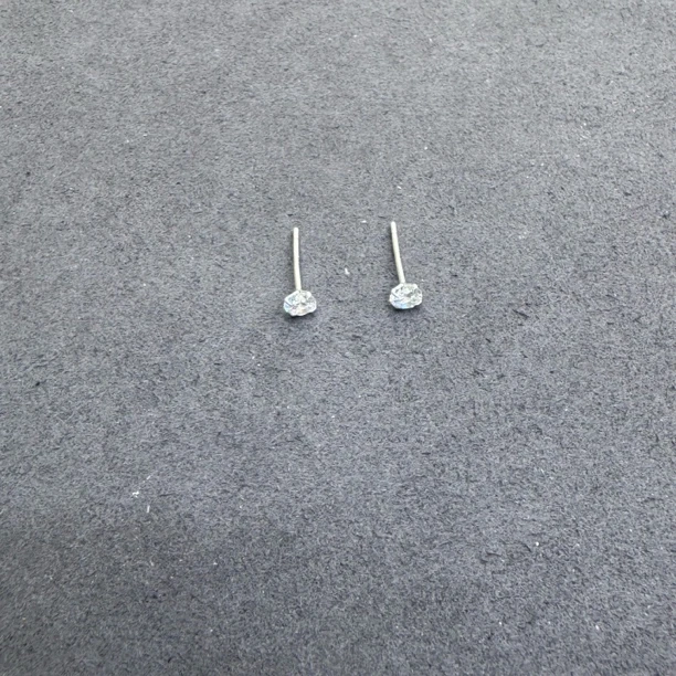 足银合成锆石耳饰 2750-足银锆石耳钉一对4mm