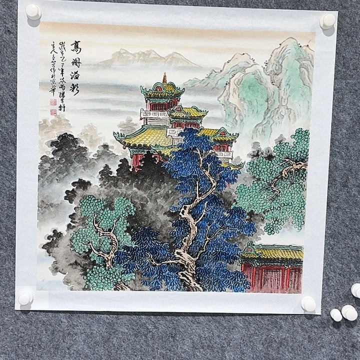 騰***飛国画高阁逸彩 4尺斗方