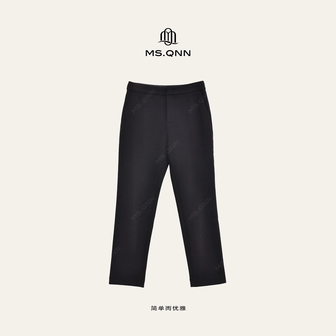 Ms.Qnn“小黑裤3.0”新款品牌定制棉料 简约休闲赫本裤 37P201 Q姐