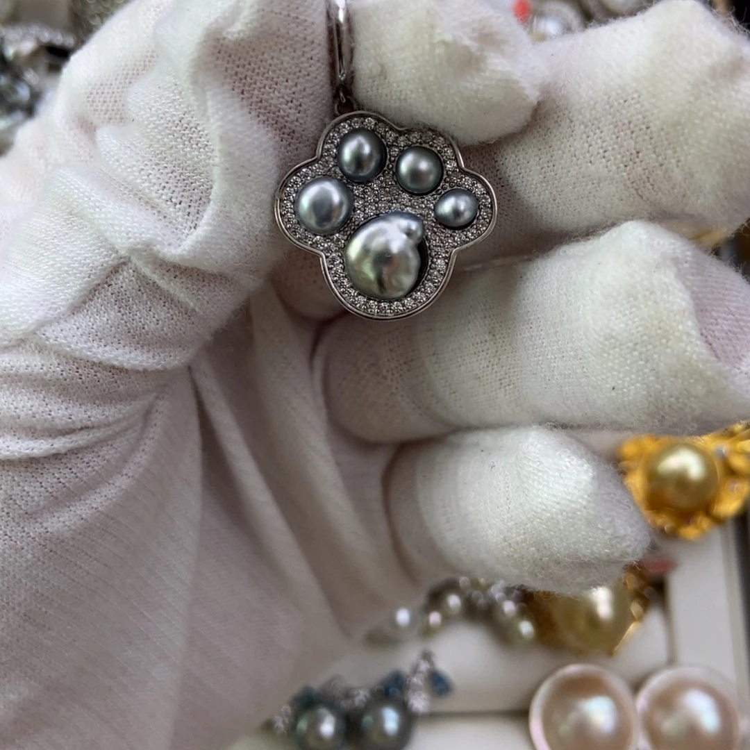 海水珍珠银S925镶嵌颈饰