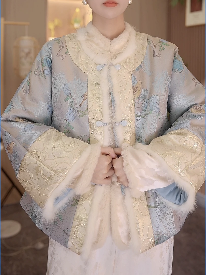 新中式轻奢优雅棉服保暖显瘦民族风2024D6331—四月