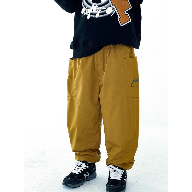 2024冬季儿童大口袋防风裤儿童户外加绒休闲裤