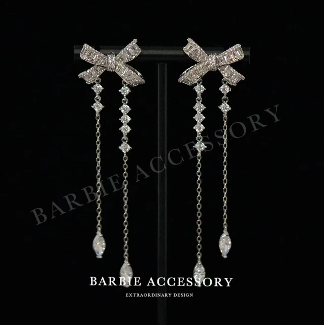 铜合金合成锆石耳饰  【银小落星】时尚轻奢设计款高级绝美百搭耳环