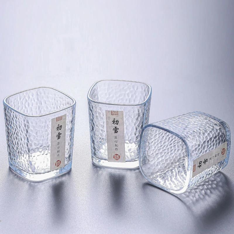 初雪锤纹玻璃杯高级感啤酒杯轻奢耐高温水杯家庭装整套喝水杯欧式