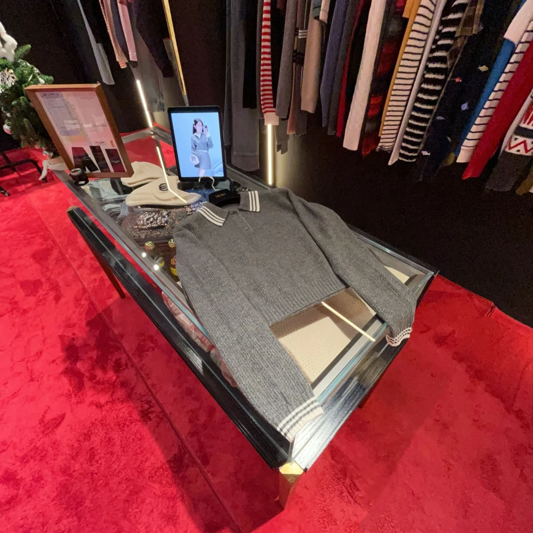 HM 25/SS 石板灰羊毛针织polo领长袖针织衫#1168上新