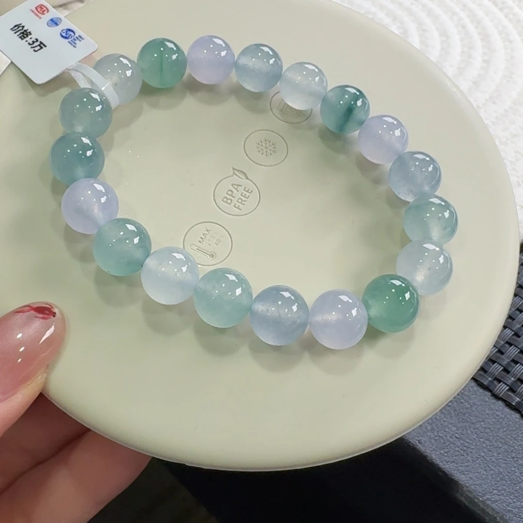 翡翠手链未镶嵌正冰马卡龙多宝单圈10mm