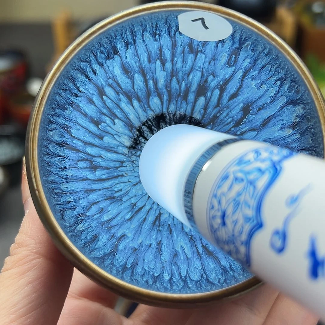 茶盏百花釉滴波体手工