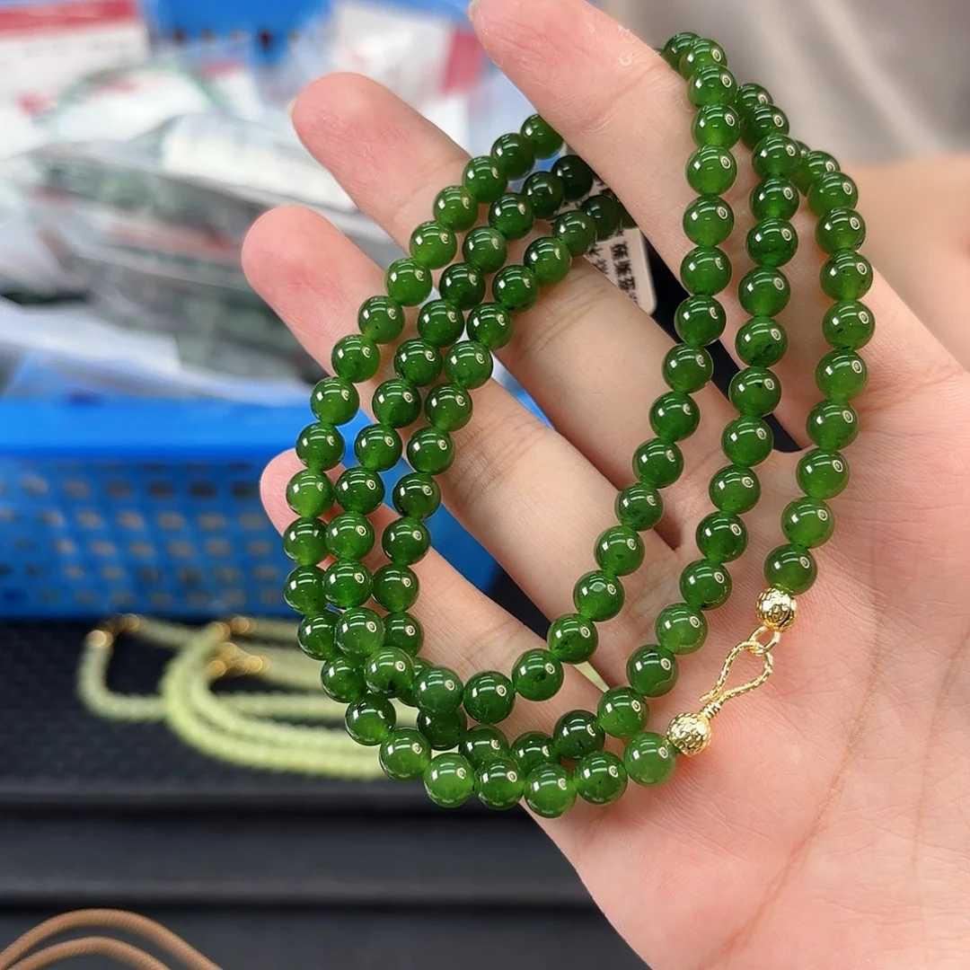 和田玉未镶嵌颈饰碧玉卡6 108辣绿