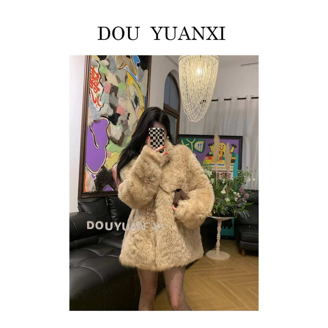 窦元囍【神仙姐姐】托斯卡纳羊皮毛一体长短款冬季立翻领女皮草外套