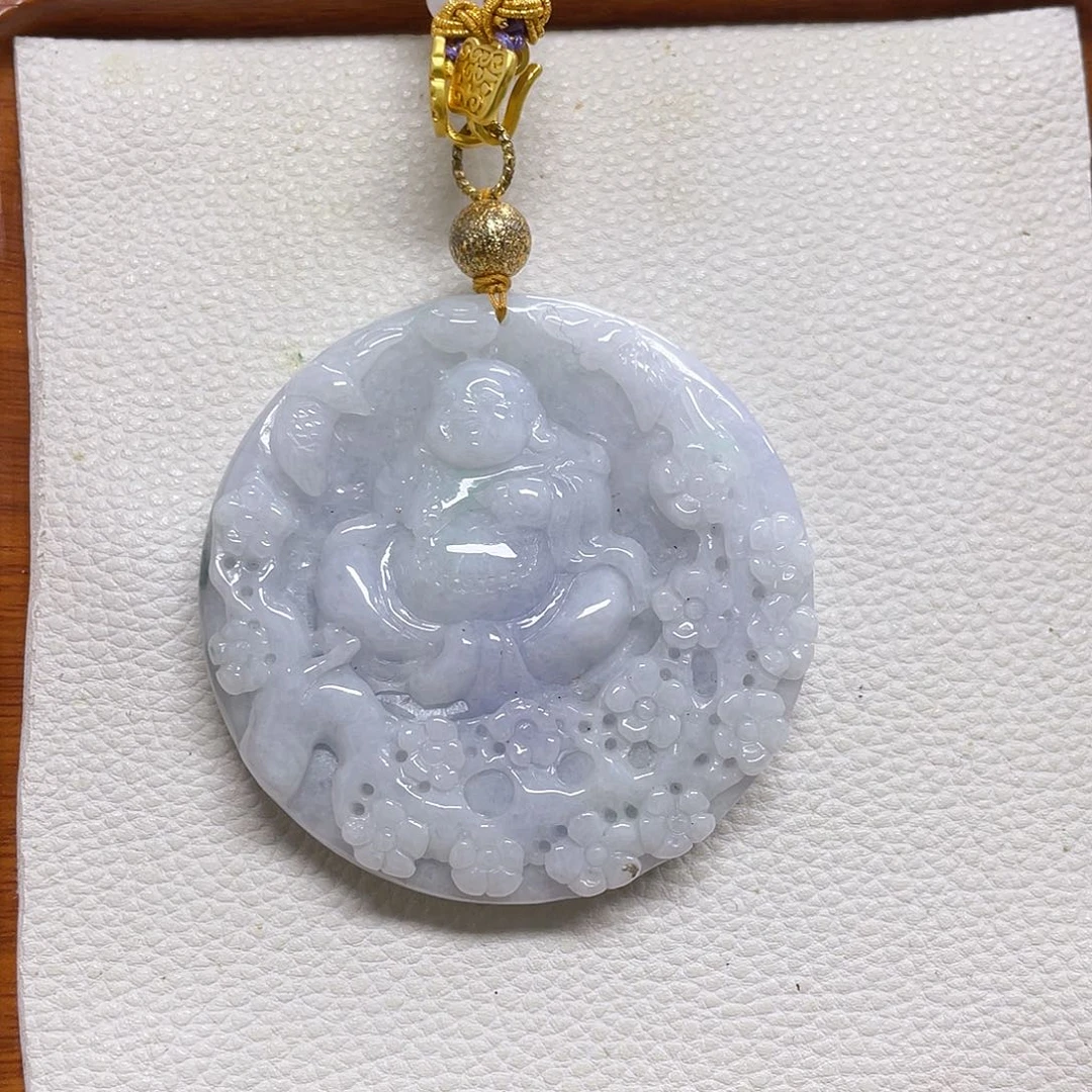 翡翠未镶嵌颈饰紫双面佛牌